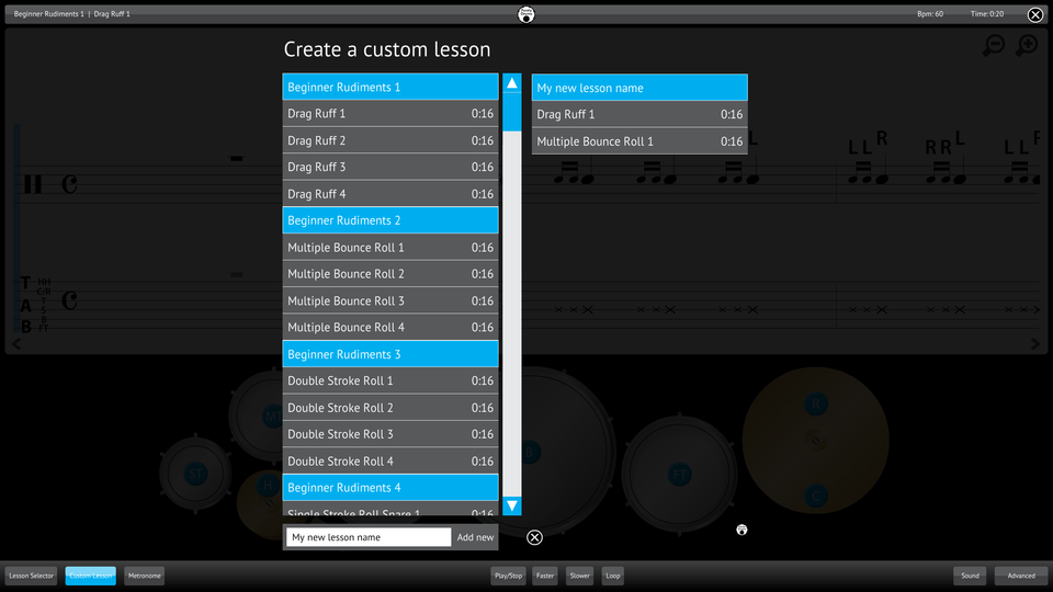 Purely Drums Screenshot Custom Lesson