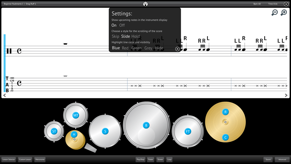 Purely Drums Screenshot Settings